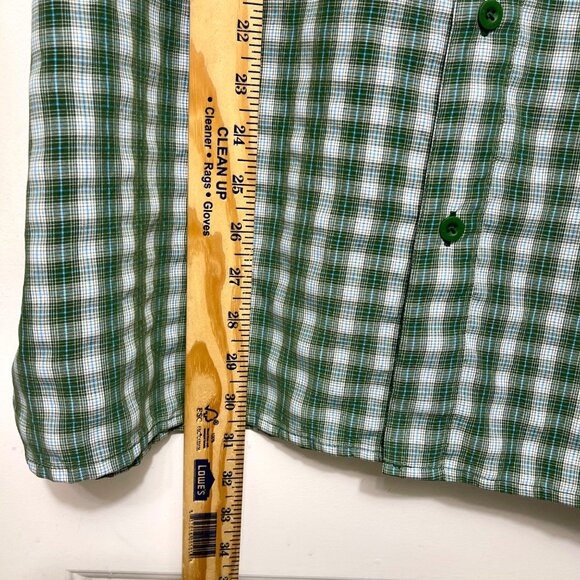 The North Face Mens Green Plaid Short Sleeve Button-Up Shirt With Chest Pocket - Picture 11 of 11